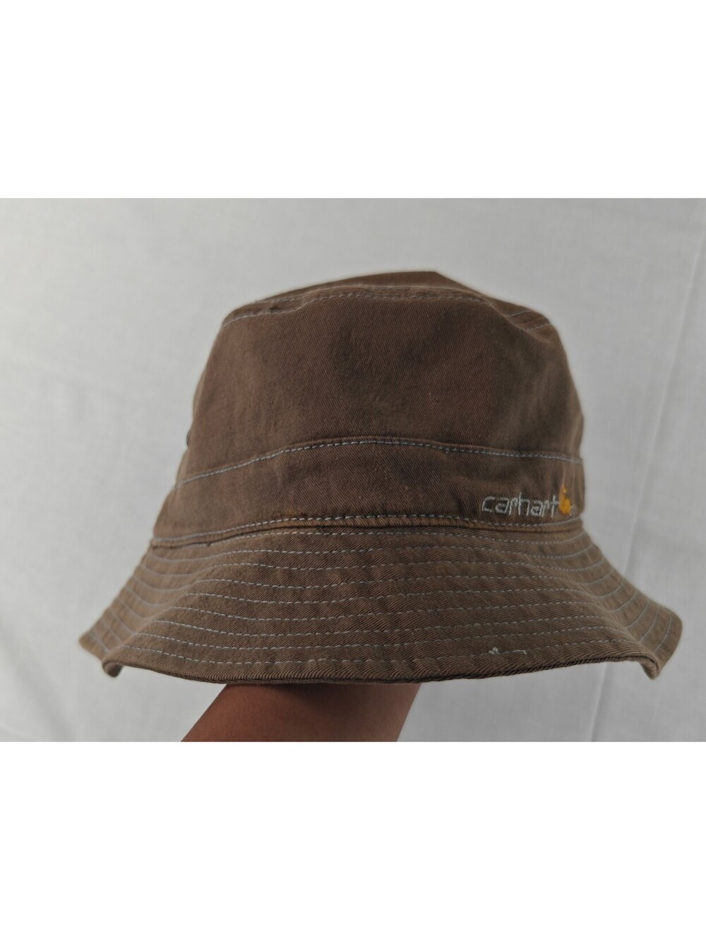 Carhartt Brown Bucket Hat Embroidered Logo Workwear Outdoor Fishing Hat